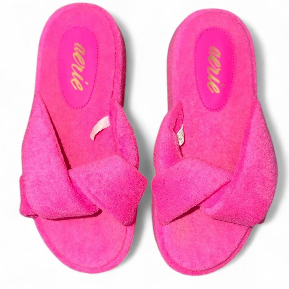 Aerie pink terrycloth Pink Slides 7